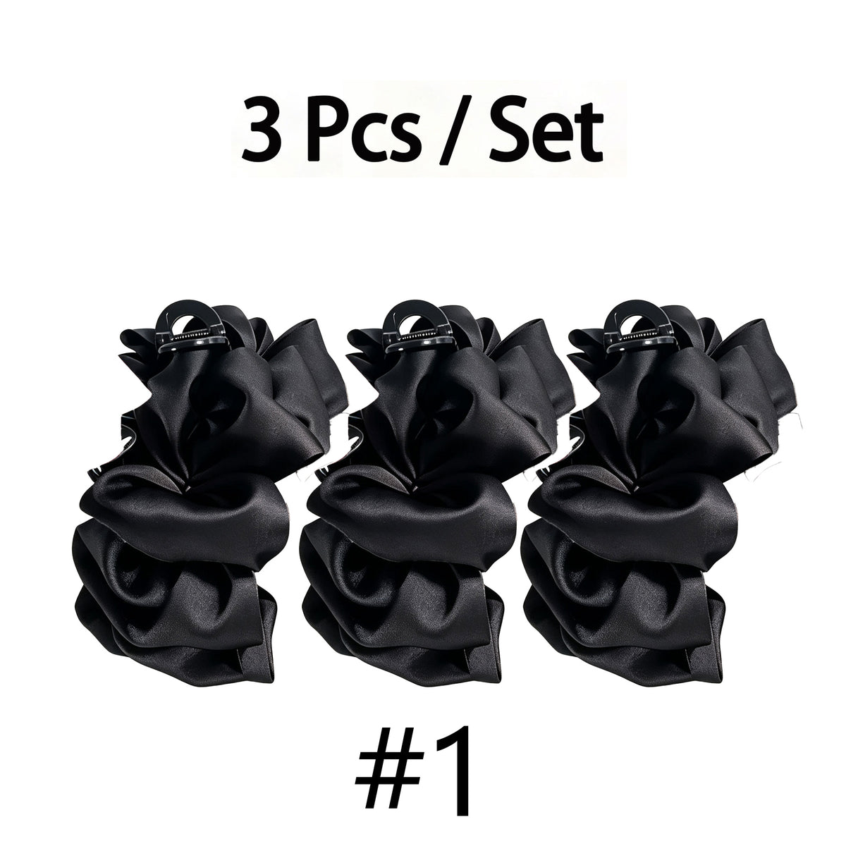 3 Pack / Set Satin Voluminous Claw Clips