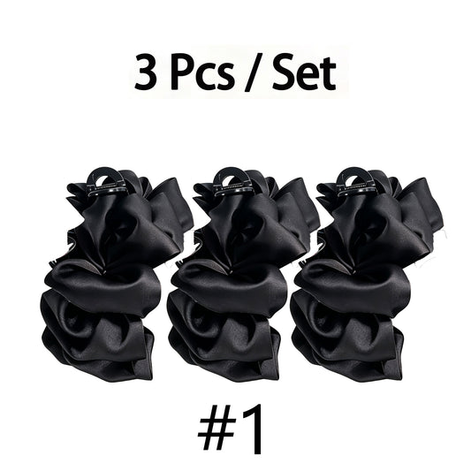 3 Pack / Set Satin Voluminous Claw Clips