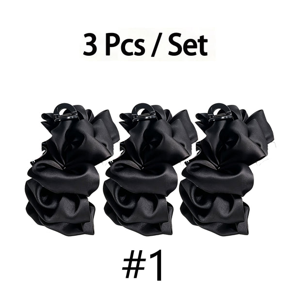 3 Pack / Set Satin Voluminous Claw Clips