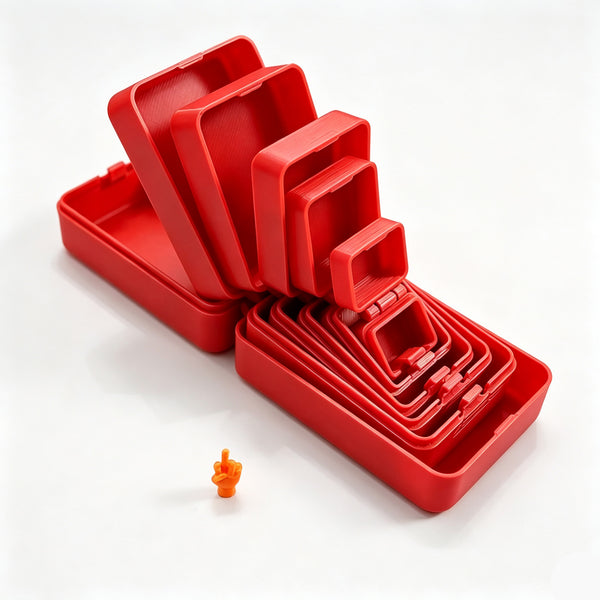 3D-Printed Multicolor Nesting Box – Includes Miniature Figurines Inside