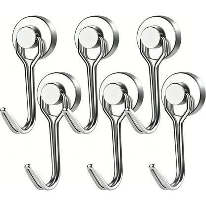 6 Pcs Swivel Magnetic Hooks – Heavy Duty Upgraded Rotating Magnetic Hooks for Home, Garage & Kitchen