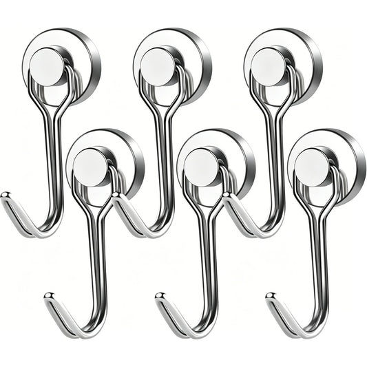 6 Pcs Swivel Magnetic Hooks – Heavy Duty Upgraded Rotating Magnetic Hooks for Home, Garage & Kitchen