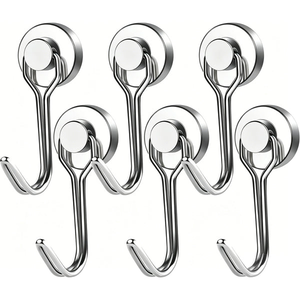 6 Pcs Swivel Magnetic Hooks – Heavy Duty Upgraded Rotating Magnetic Hooks for Home, Garage & Kitchen