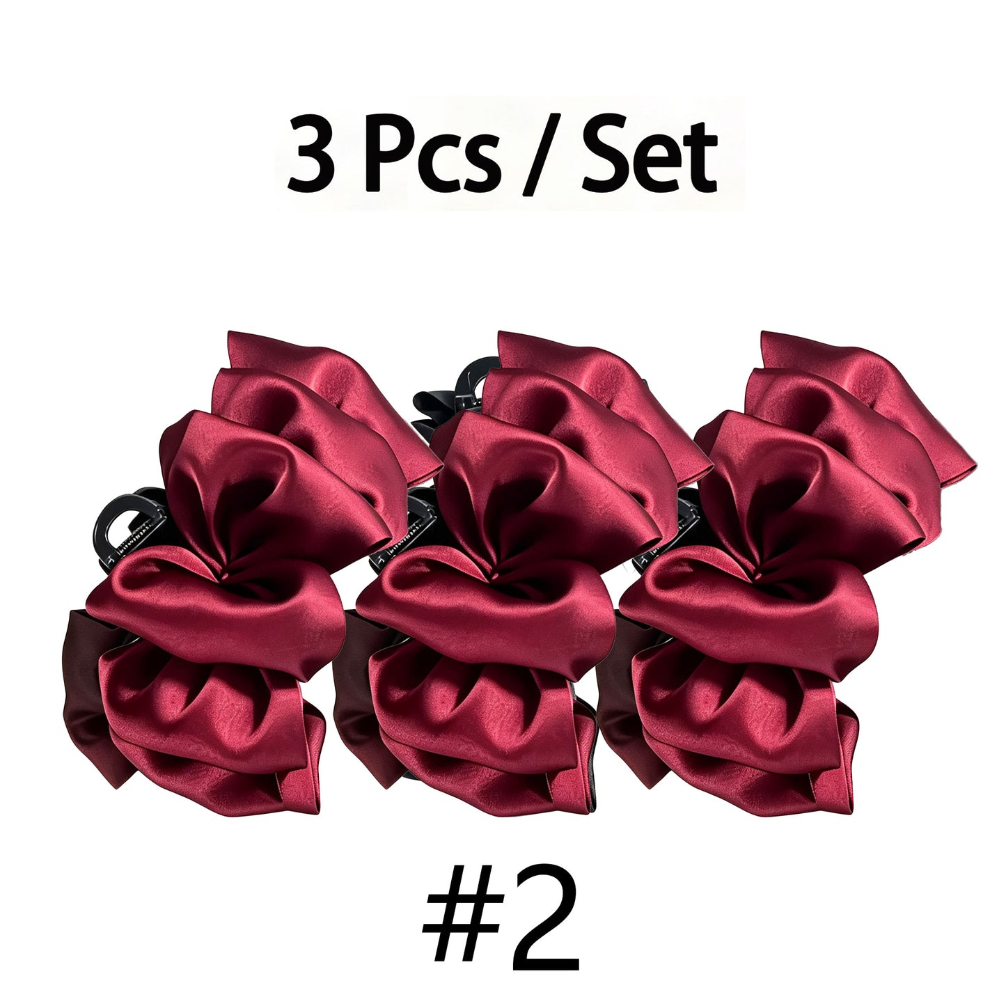 3 Pack / Set Satin Voluminous Claw Clips