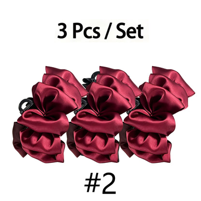3 Pack / Set Satin Voluminous Claw Clips