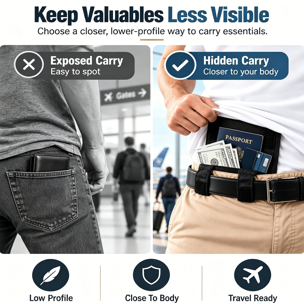 3-in-1 Hidden Pocket Belt Wallet