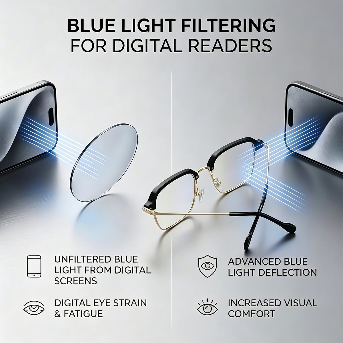 Photochromic Smart Zoom Reading Glasses Anti-Blue with UV Protection
