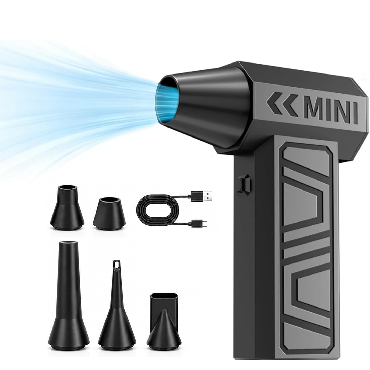 Mini Handheld Turbo Fan, 130000 RPM Rechargeable Air Duster, 4-Gear Cordless Blower for Car/Home/Outdoor/BBQ