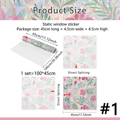 Floral Stained-Glass Style Privacy Window Film