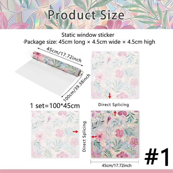Floral Stained-Glass Style Privacy Window Film