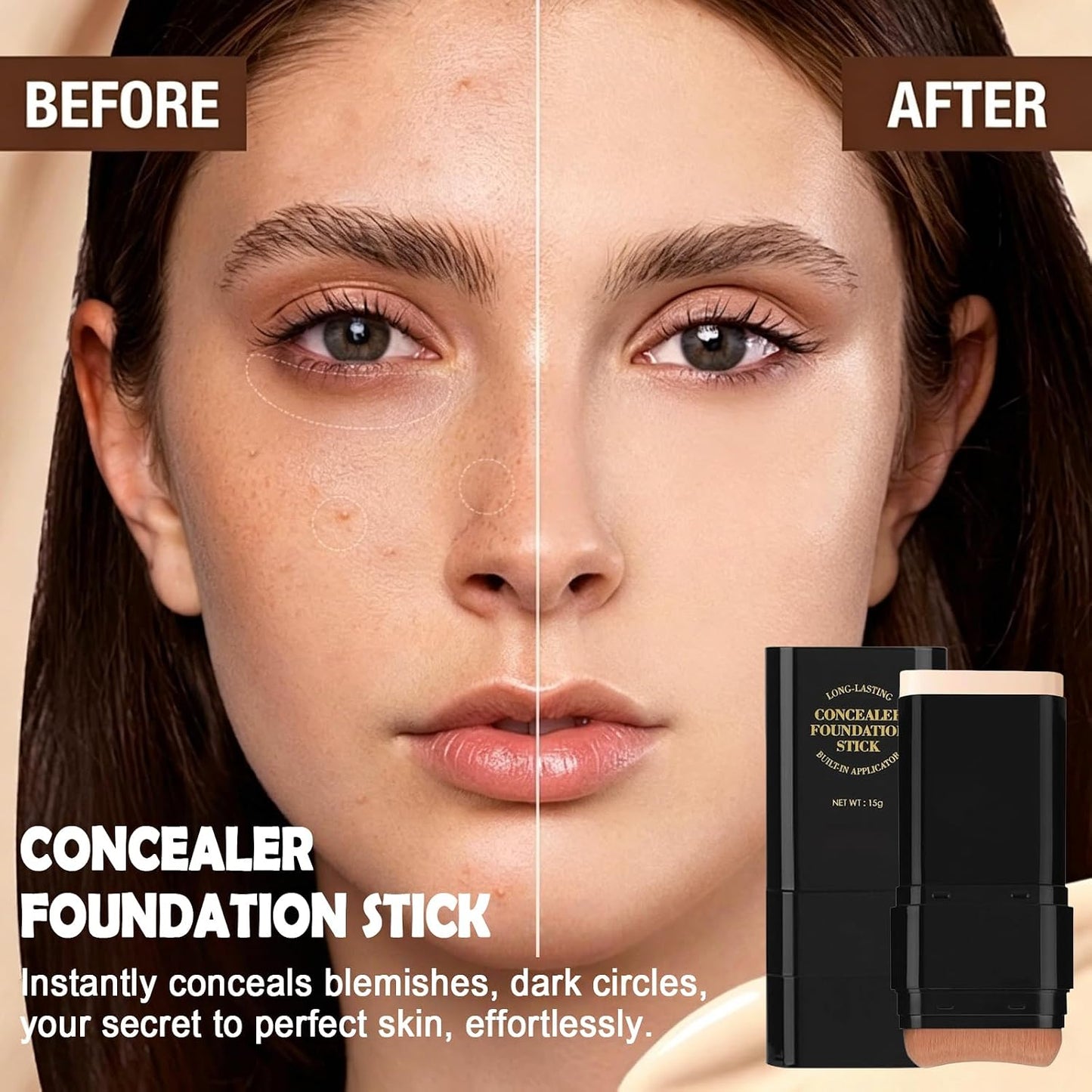 Concealer Foundation Stick with Brush for Even skin tone