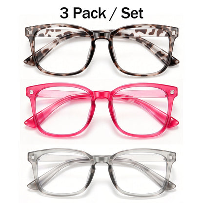 3Pack Universal Fashionable Non-Prescription Blue Light Blocking Glasses