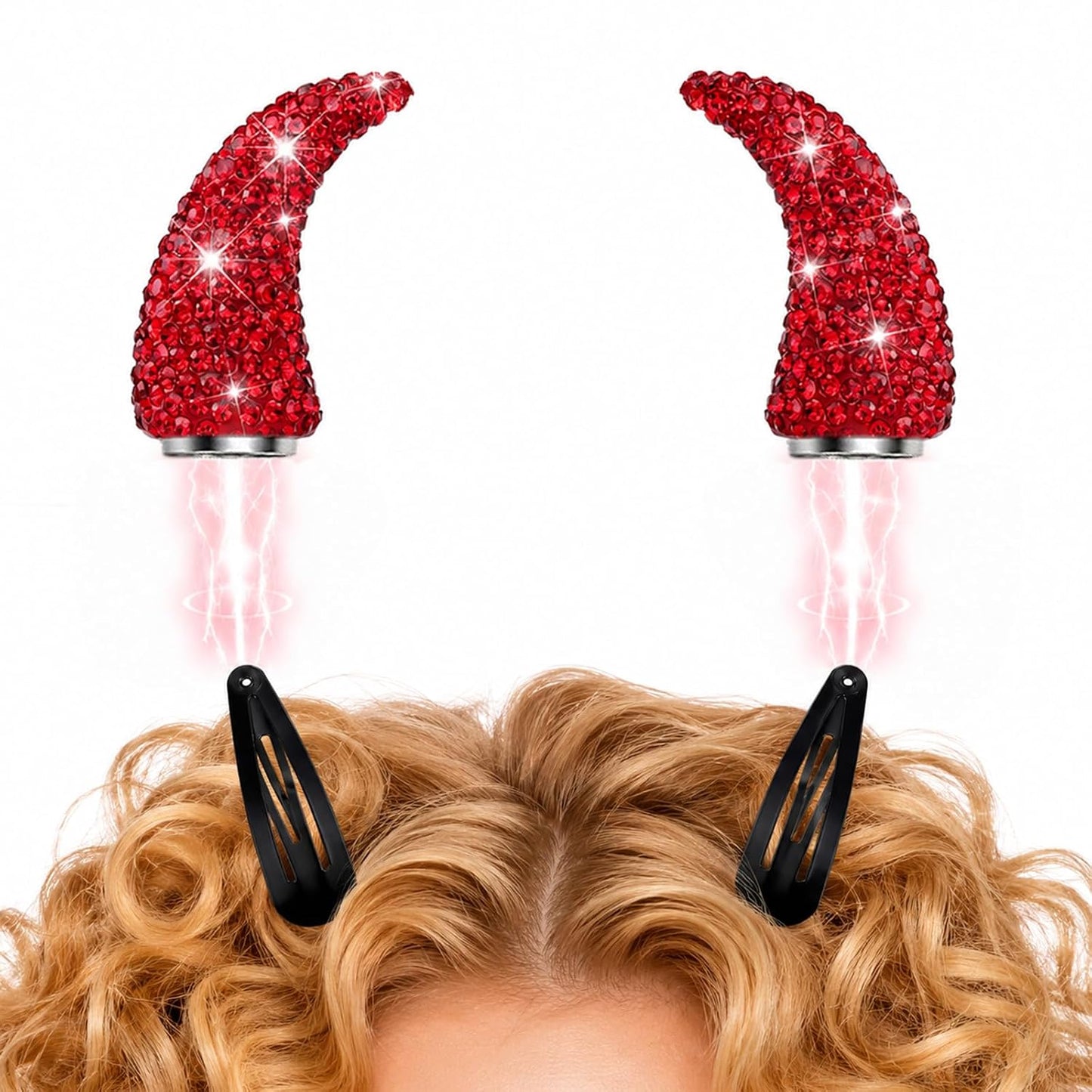 Magnetic Rhinestone Devil Horns, Sparkly Halloween Hair Accessories