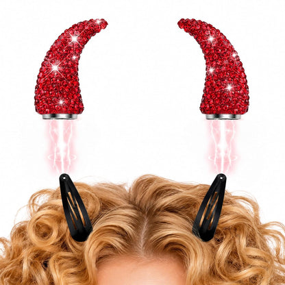 Magnetic Rhinestone Devil Horns, Sparkly Halloween Hair Accessories