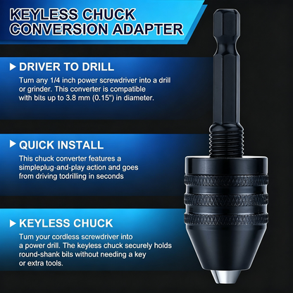2Pcs Drill Chuck Adapter Keyless 0.6-8mm & 0.3-3.6mm
