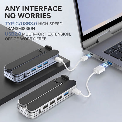 Ultra Compact Laptop Stand with 4 USB Ports for Travel, Library, Home, Office, Cafe