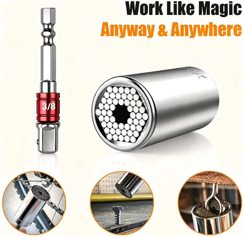Socket Wrench Set With Drill Adapter 7-19 mm-Universal Socket Tools