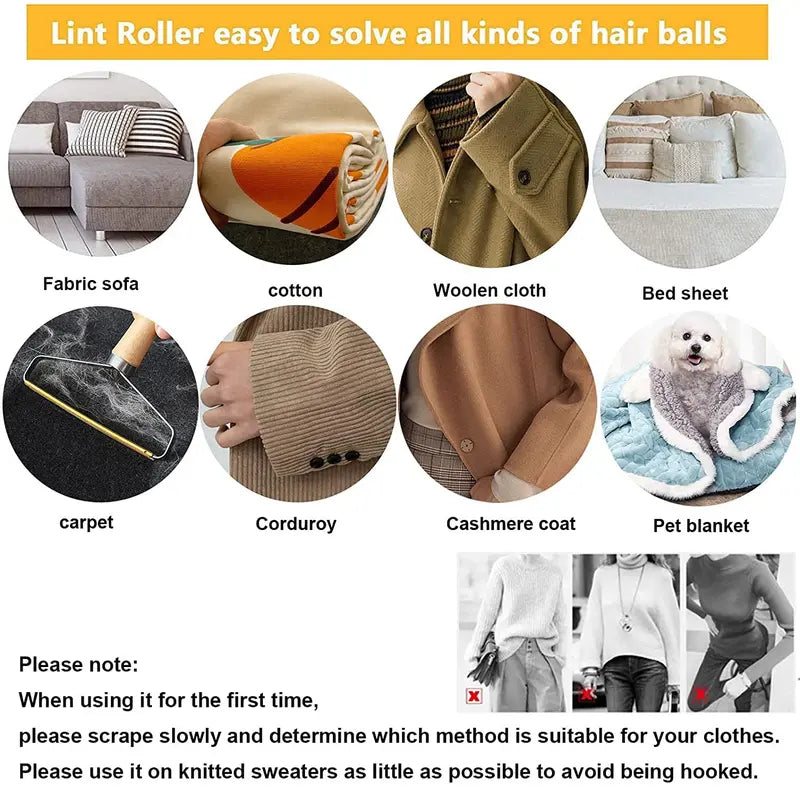 2 Pack Portable Lint Fabric Shaver Carpet Roller Scraper