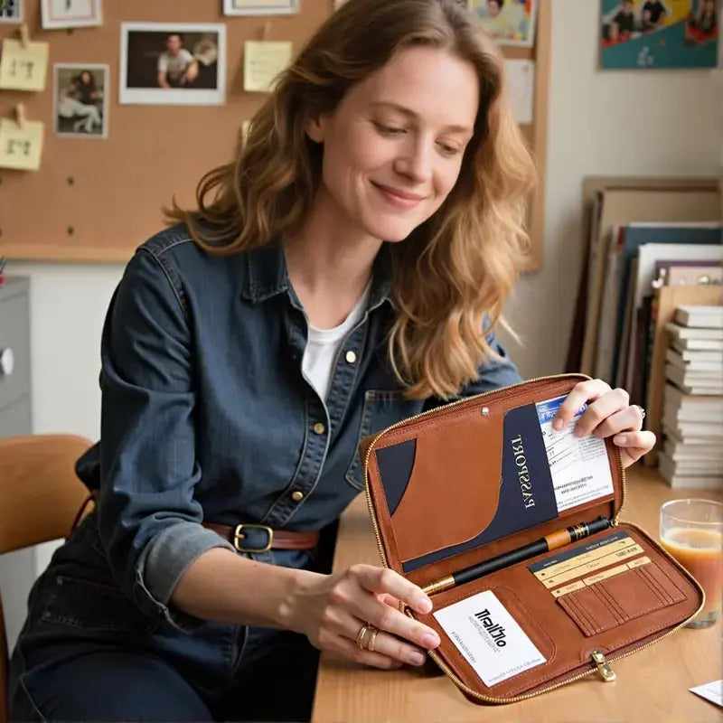 RFID Shield Multi-Functional Wallet-PU Leather Passport Holder