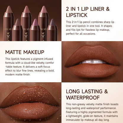6Pcs Matte Creamy Lipstick Pencil Set