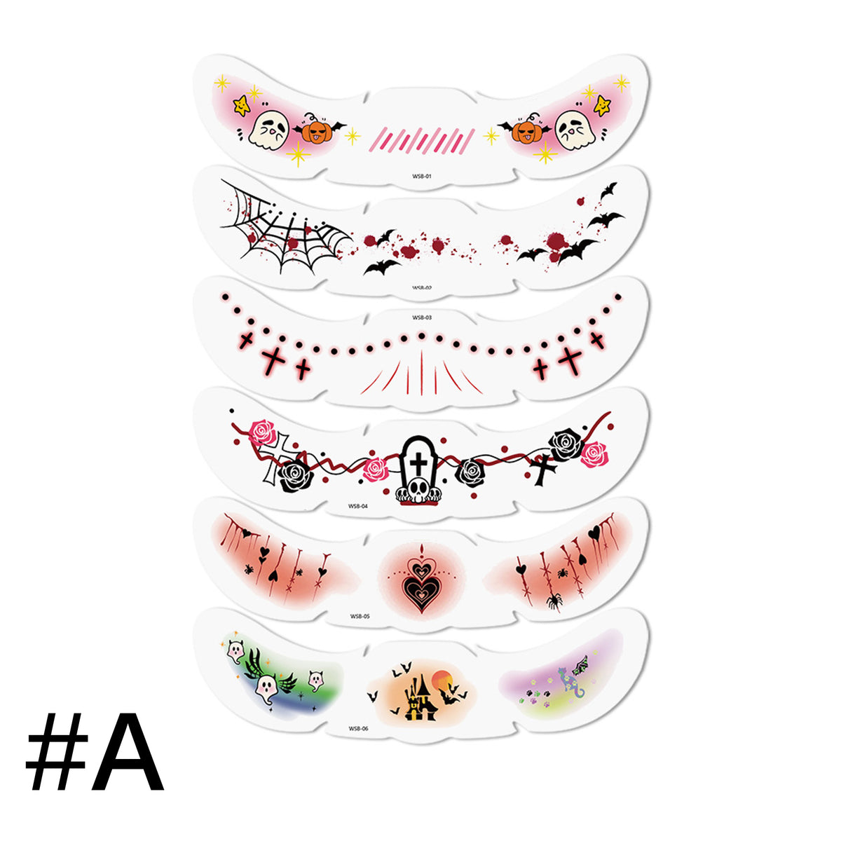6-pack Halloween Glitter Freckle Temporary Tattoo Stickers