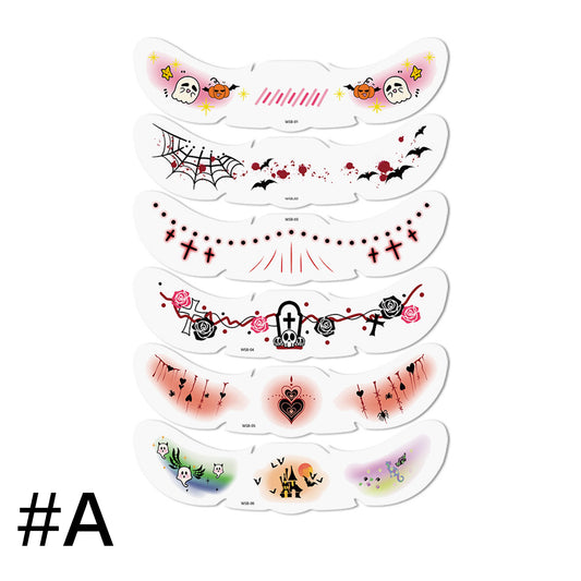 6-pack Halloween Glitter Freckle Temporary Tattoo Stickers