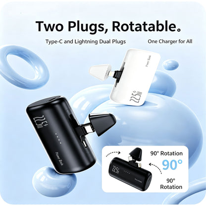 Mini Portable Charger USB-C Power Bank - Includes 5000mAh PD Fast Charging Battery
