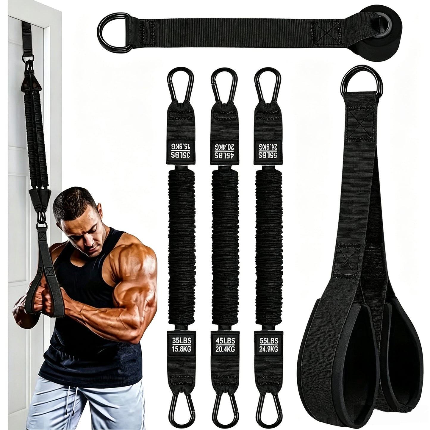 Resistance Bands with Handles, Exercise Bands with Door Anchor for Working Out