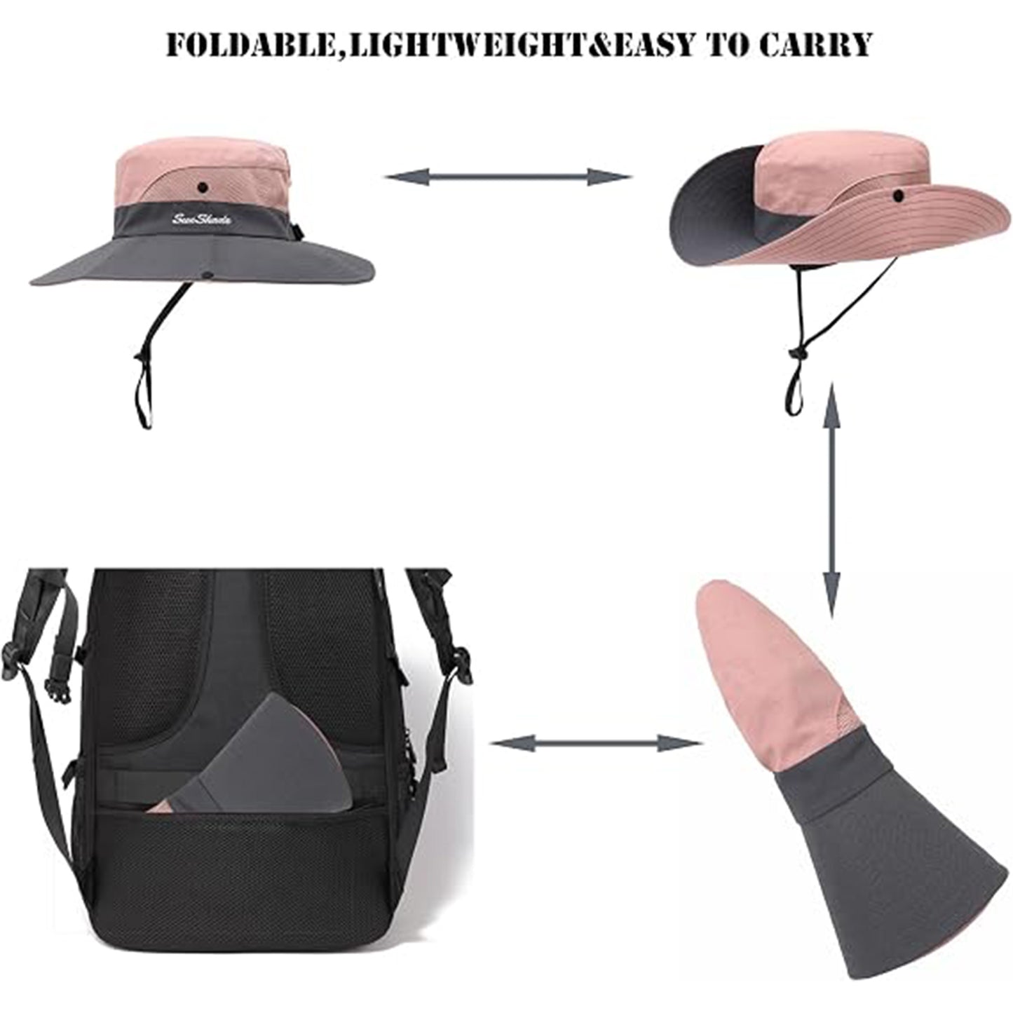 UV Protection Ponytail Hat – Women's Wide Brim Mesh Sun Hat for Fishing, Hiking & Outdoor Travel