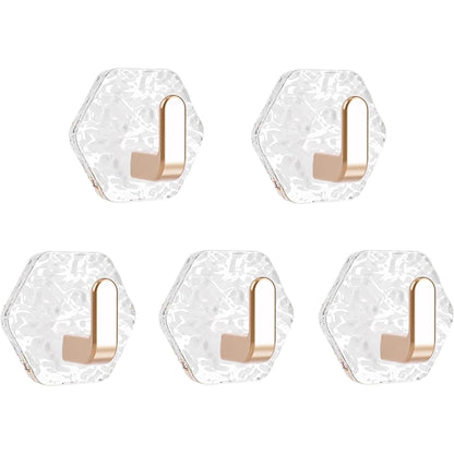 5 PCS Water Ripple Hexagonal Self Adhesive Hooks