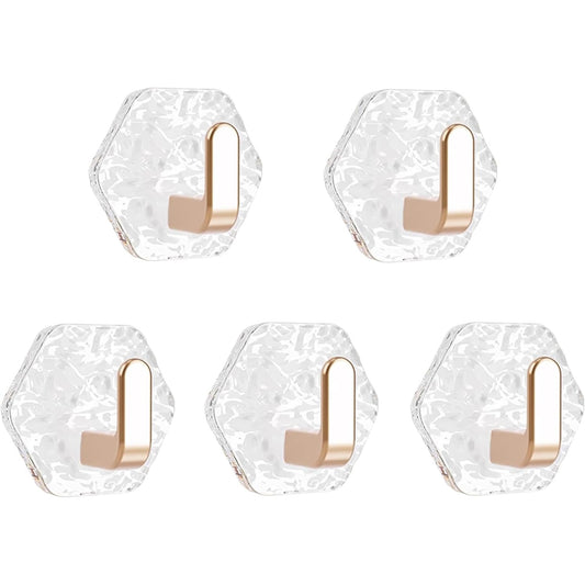 5 PCS Water Ripple Hexagonal Self Adhesive Hooks