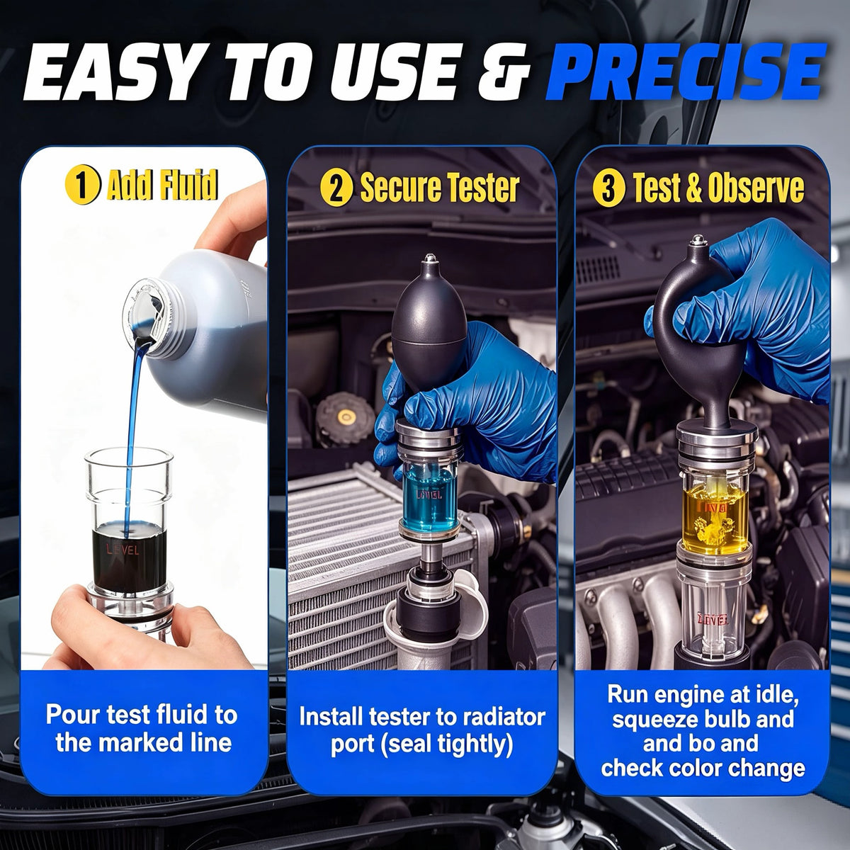Chamber Head Gasket Tester Kit, Accurately and Quickly Detects Leaks