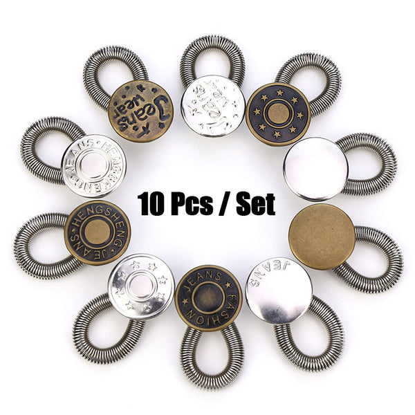 10PCS Flexible Jean Waist Extender, Bronze Waistband Expanders Button