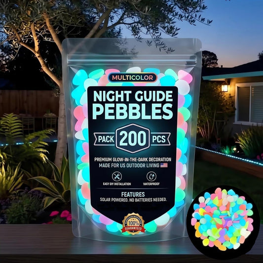 200 Pcs Colorful Luminous Garden Pebbles for Yard, Aquarium, Flower Pots & Landscape Decoration