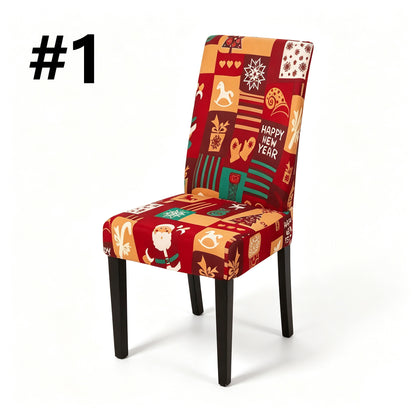 Christmas-Themed Stretchy, Washable Dining Chair Cover