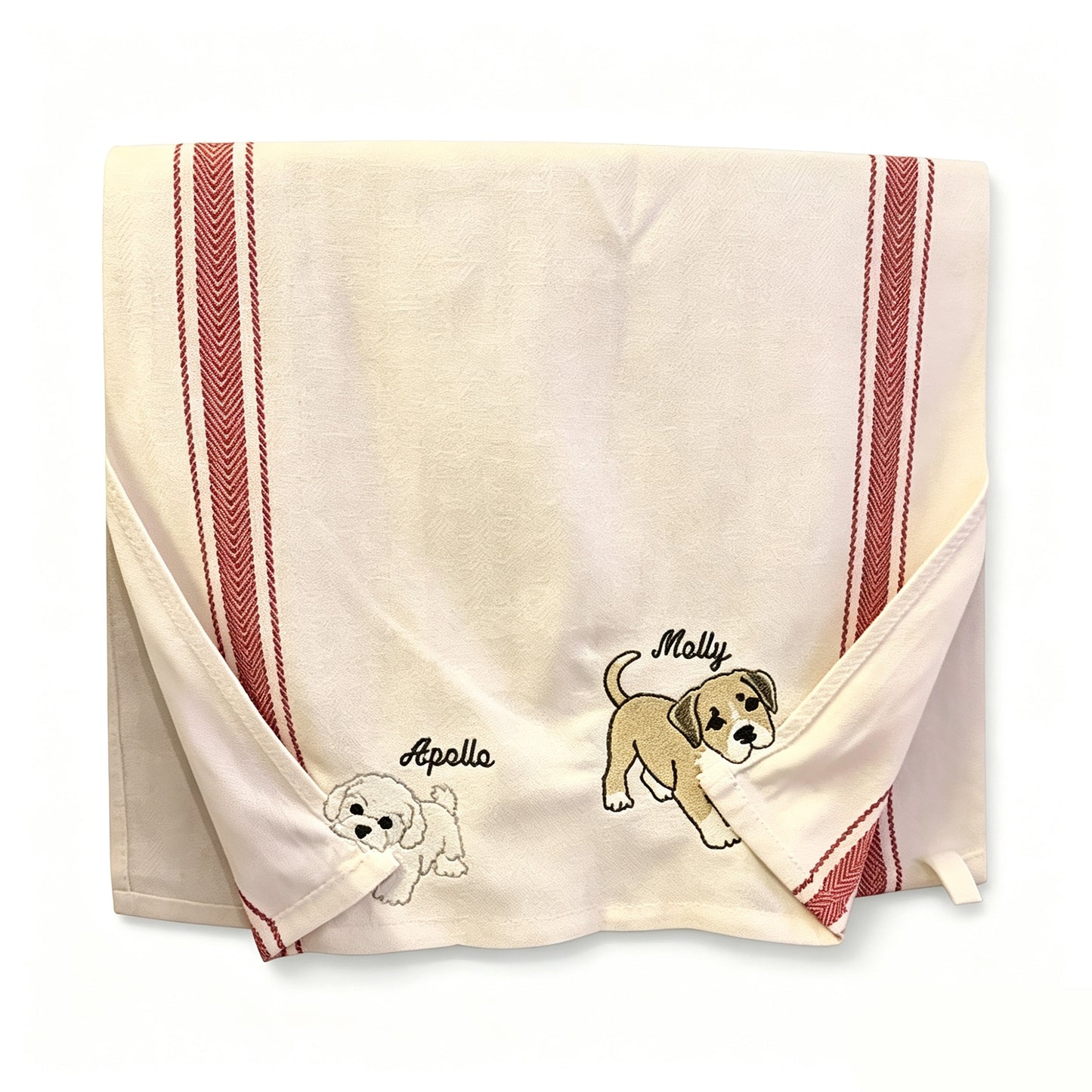 Dog Striped Cotton Towel, Custom Pet Gift for Dog Lovers