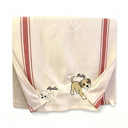 Dog Striped Cotton Towel, Custom Pet Gift for Dog Lovers
