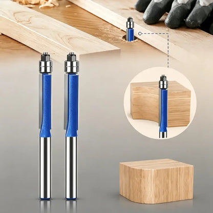 4 Pcs Dual Bearing Flush Trim Router Bit Set, 1/4 Inch Shank