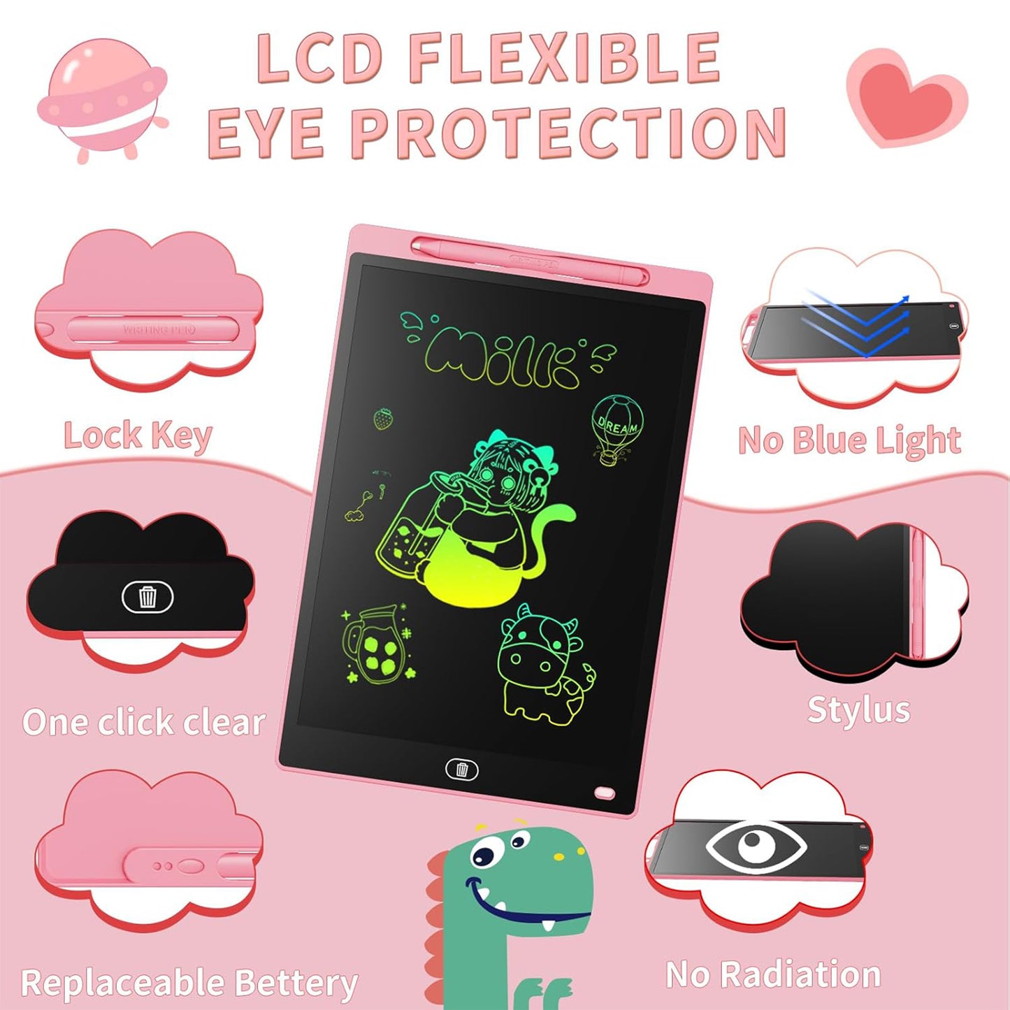 LCD Writing Board Erasable Drawing Board for Children's Games 3 4 5 6 7 Year Old Kid Boys Girls