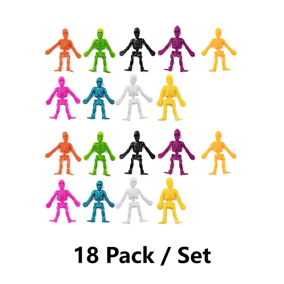Halloween Spooky Colorful Elastic Skull Fingertip Toy Set-18 Pack