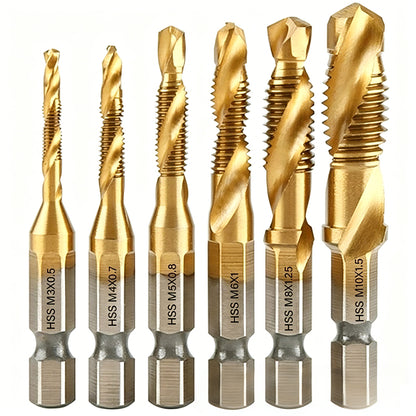 6 PCS Metric Tap and Drill Bit Set Metric Drill Bits