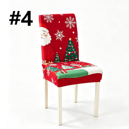 Christmas-Themed Stretchy, Washable Dining Chair Cover
