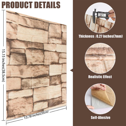 10PCS 3D Wall Panels Peel and Stick Foam