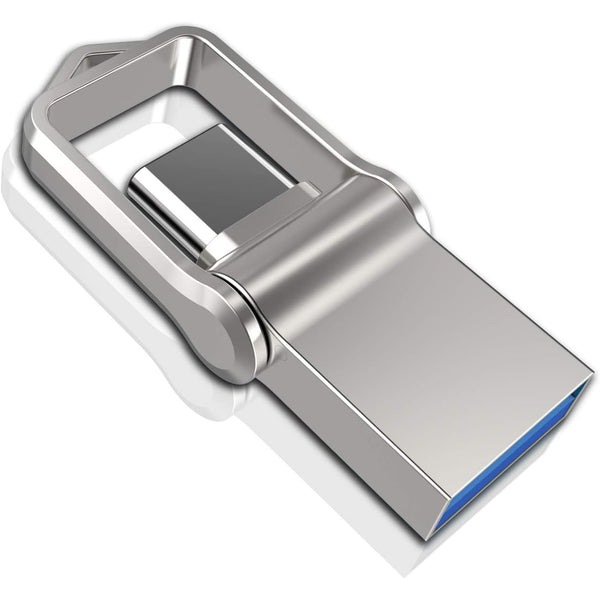 2-in-1 USB C Flash Drive – USB 3.0 OTG Metal Thumb Drive with Type C, Waterproof Swivel Design