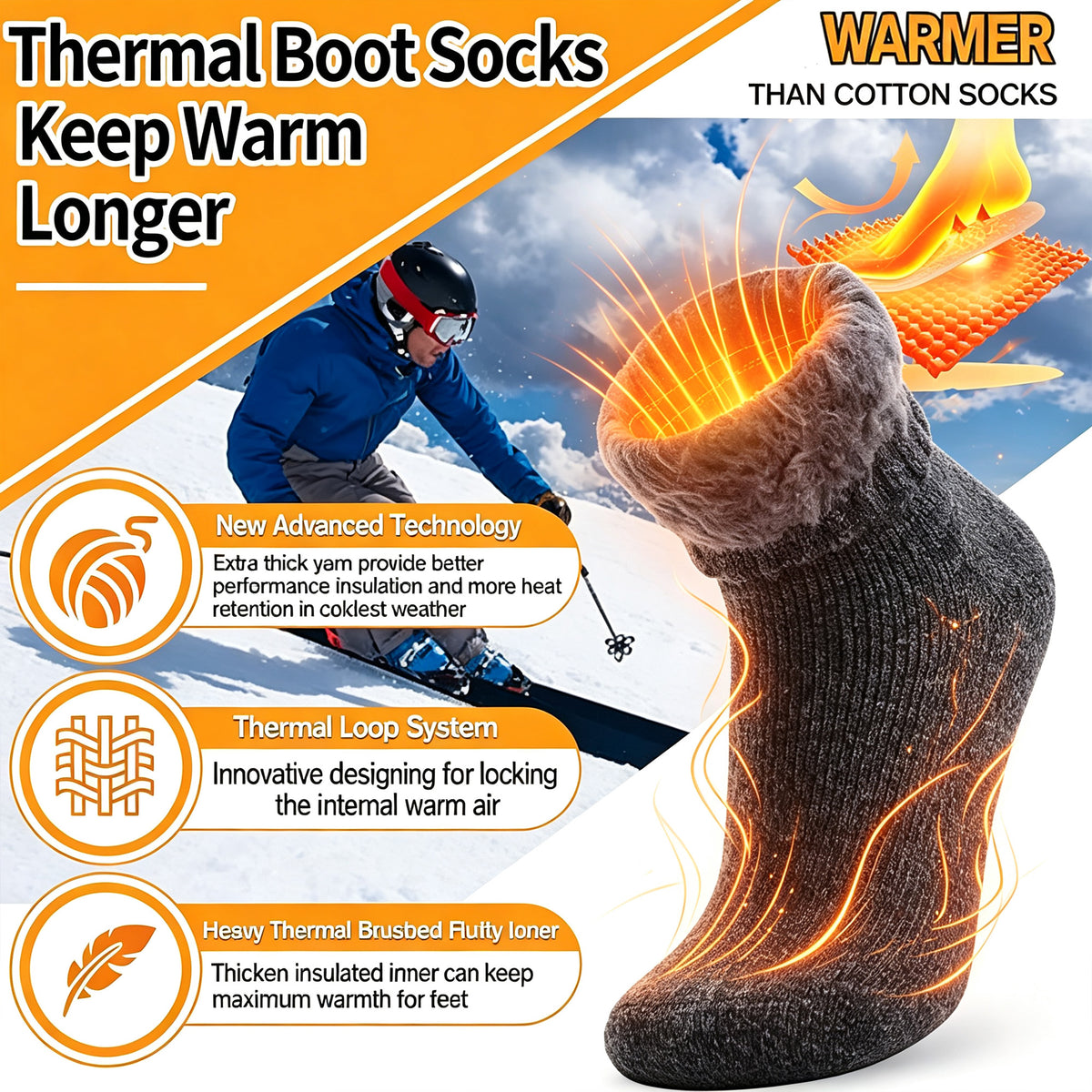 Warm Thermal Socks Ski Thick Boot Insulated Socks
