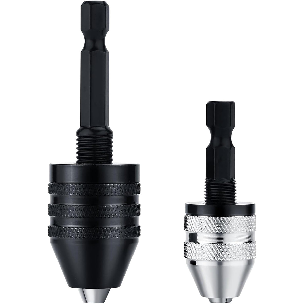 2Pcs Drill Chuck Adapter Keyless 0.6-8mm & 0.3-3.6mm