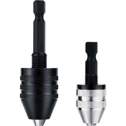 2Pcs Drill Chuck Adapter Keyless 0.6-8mm & 0.3-3.6mm