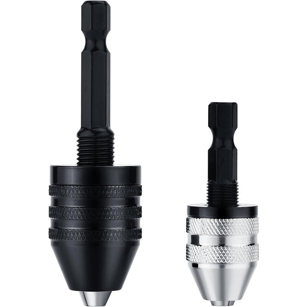 2Pcs Drill Chuck Adapter Keyless 0.6-8mm & 0.3-3.6mm