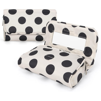 Women’s Cute Nylon Makeup Bag with Built-in Mirror