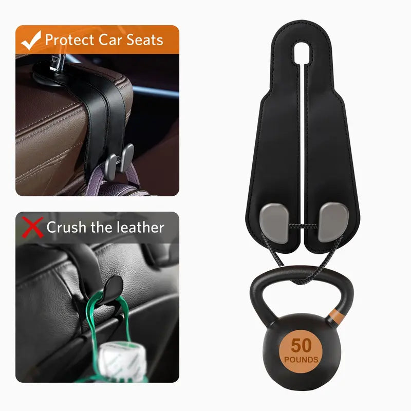 2 Pcs Car Hooks For Headrest-Adjustable  Car Organizers and Storage Accessories